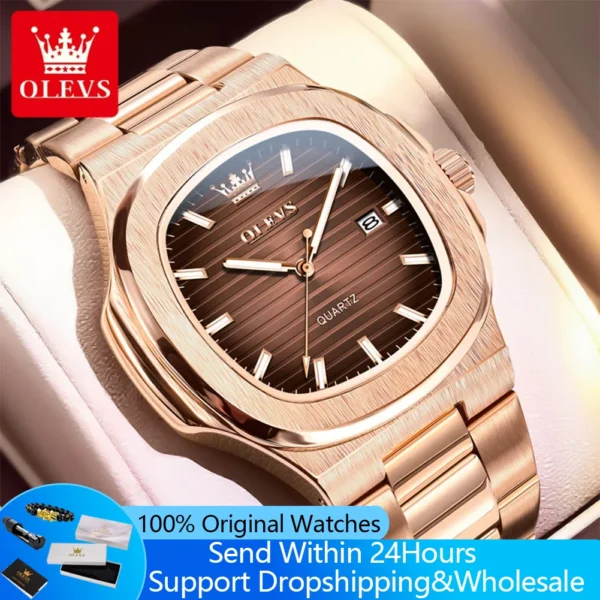OLEVS 3696 Quartz Watch For Men Luxury Calendar Waterproof Business Men's Wristwatch Luminous Big Dial Fashion Simple Man Watch
